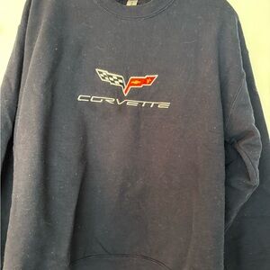 Gildan Men's Black Crewneck Sweater with Corvette Logo